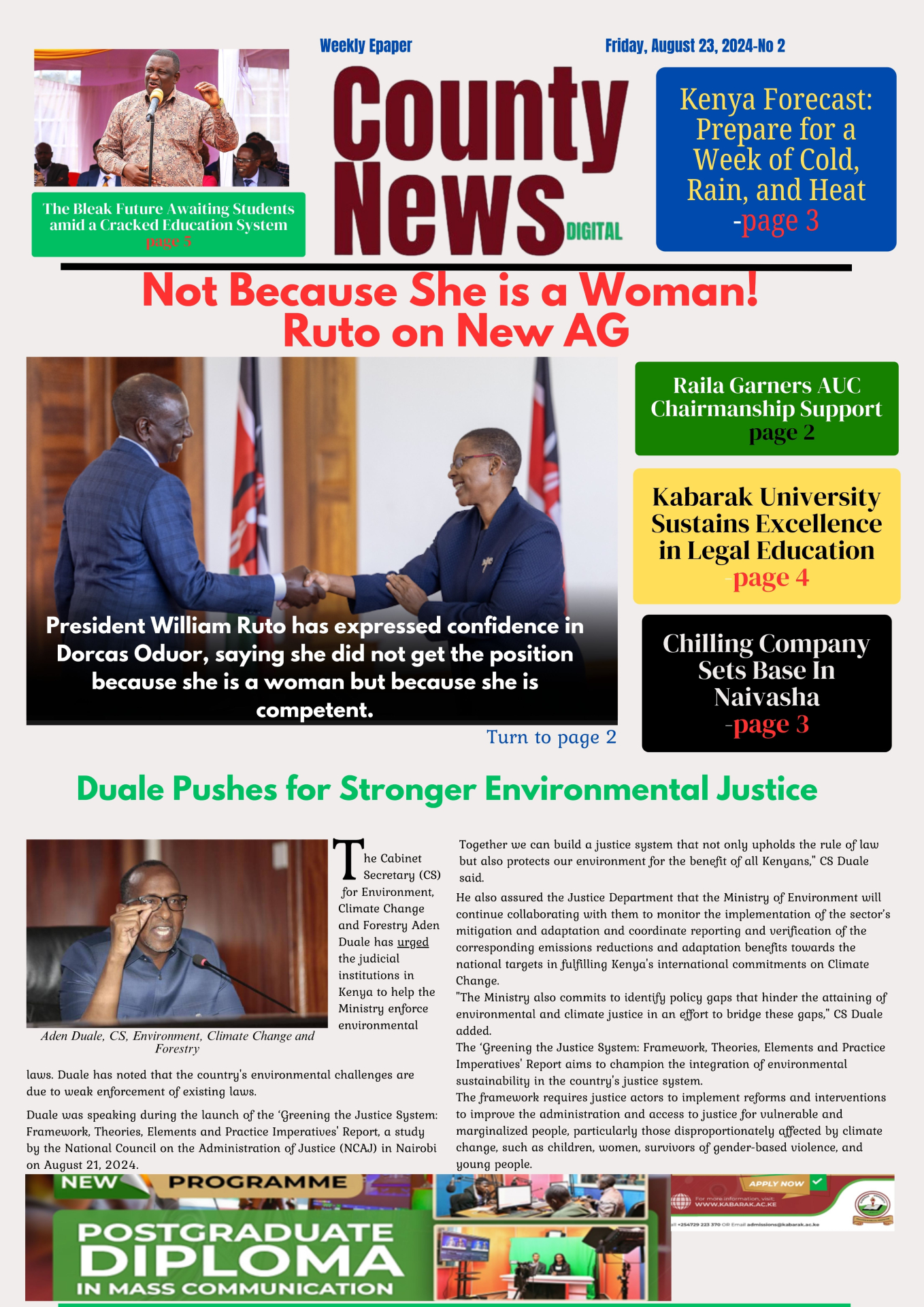 County news digital: Kenya's first woman Attorney General