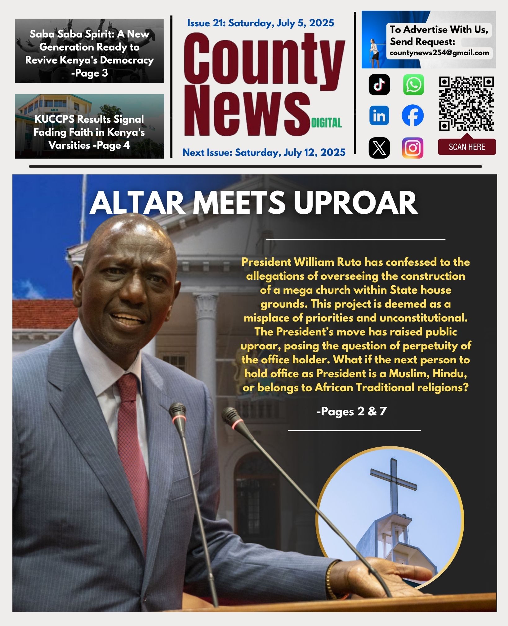 County News Digital: Ruto’s State House Church Sparks National Reckoning