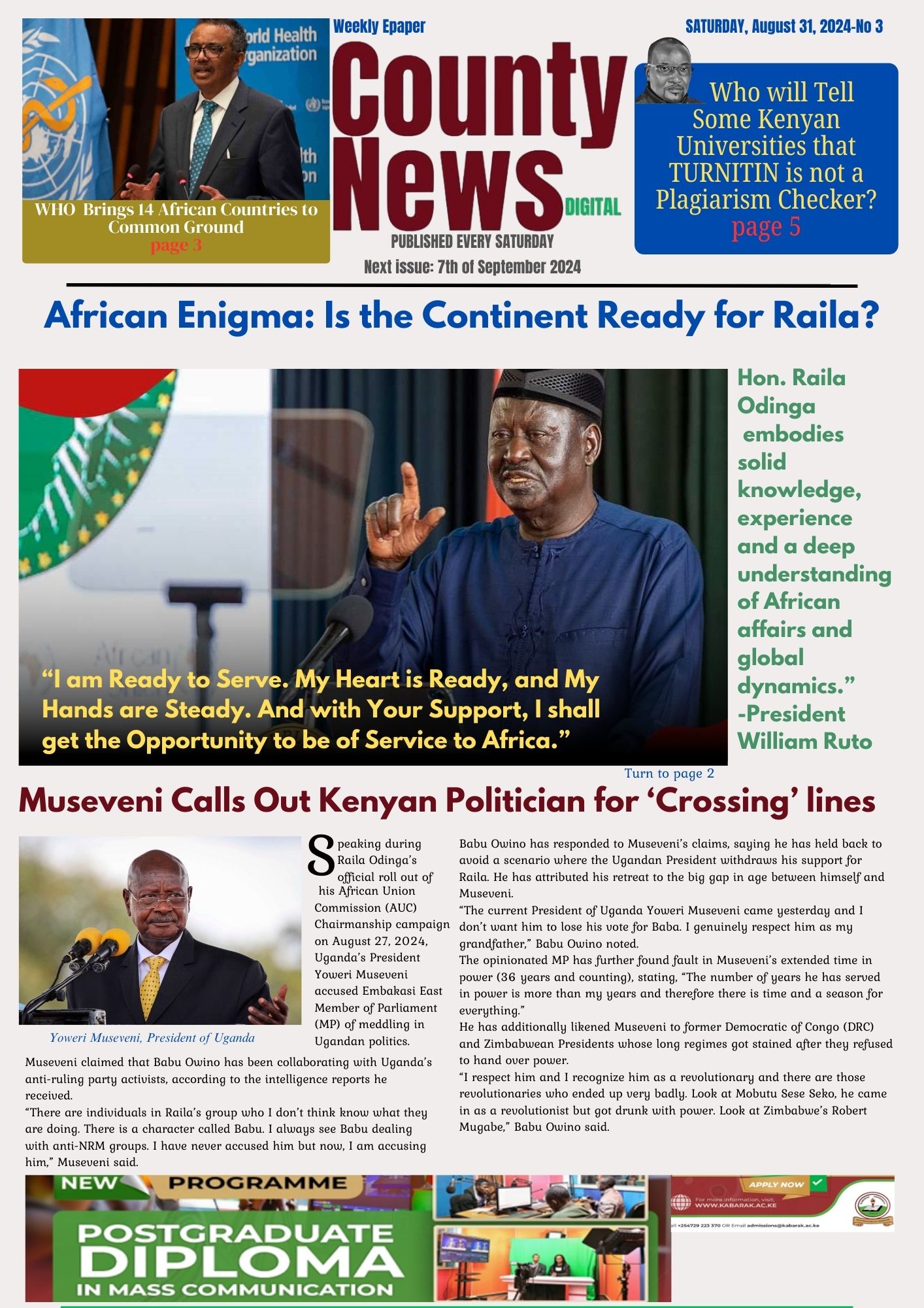 County news digital: Is Africa ready for Raila Odinga?